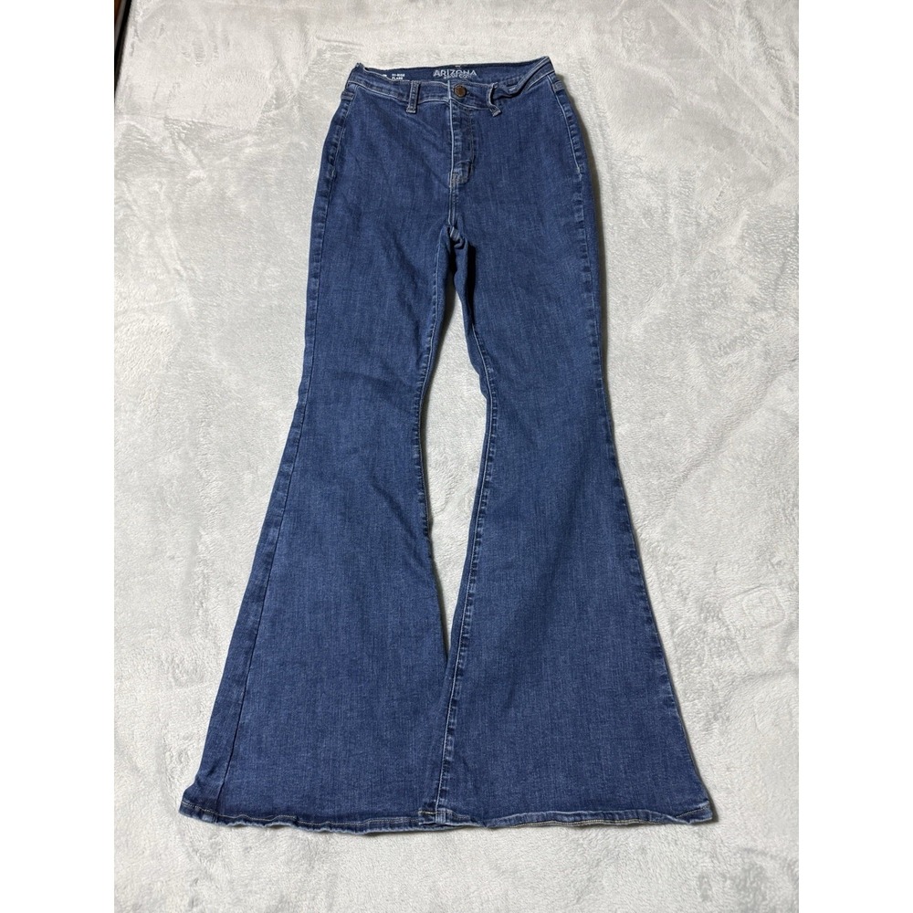Arizona Jeans Womens 7 Blue High Rise Flare Stretch Medium Wash Denim 25x30